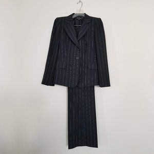 Black Pinstripe Anne Klein 2-Button Suit, Sz 6P